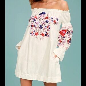 Free People Fleur Du Jour Embroidered Off-Shoulder Dress